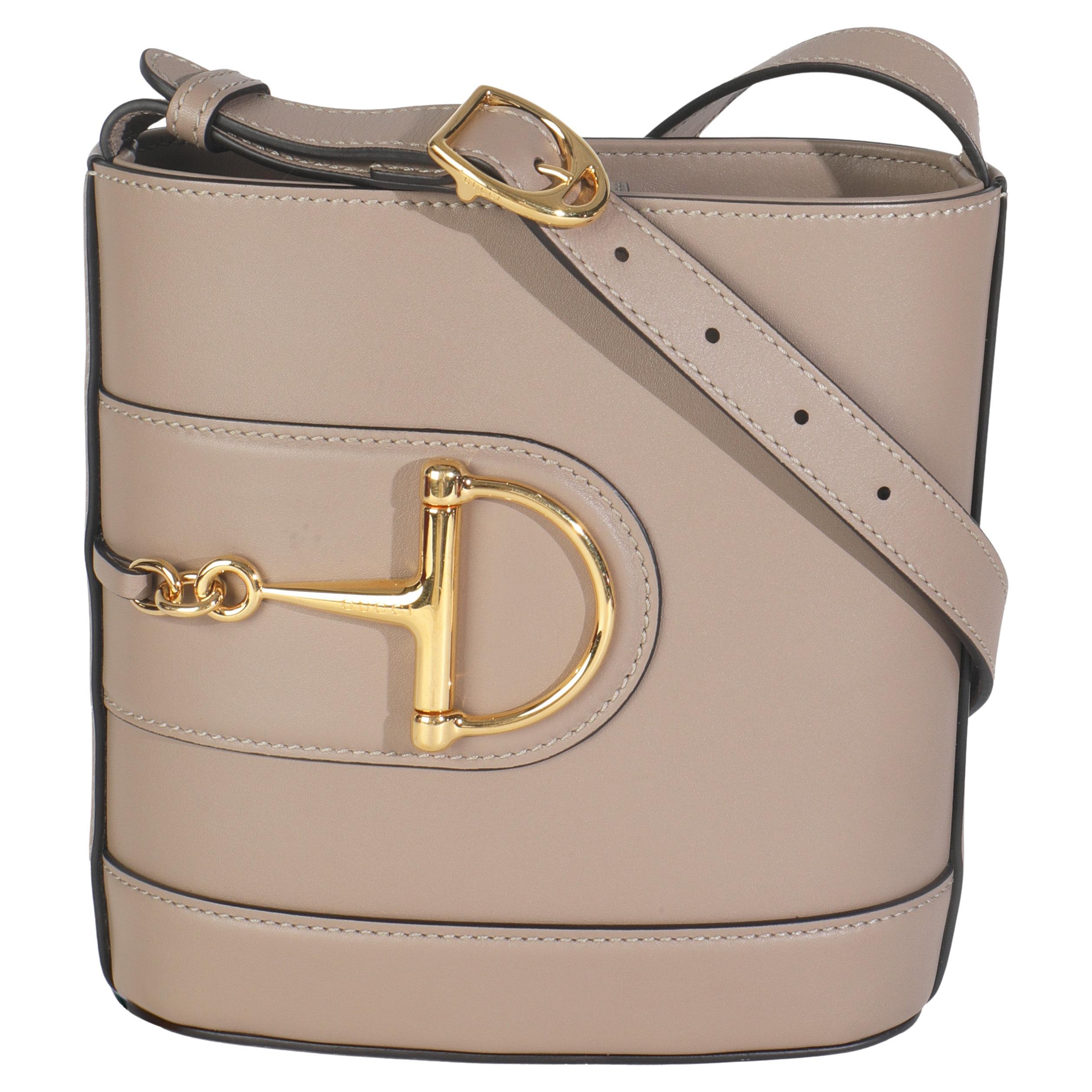 Gucci Borsa a secchiello piccola 73 in pelle di vitello liscia beige