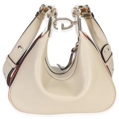 Gucci Beige Smooth Calfskin Web Small Attache Shoulder Bag