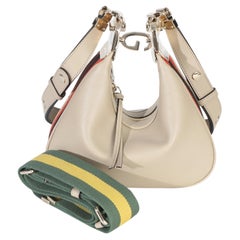 Gucci Beige Smooth Calfskin Web Small Attache Shoulder Bag