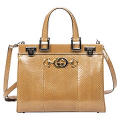 Gucci Borsa piccola a manico superiore in pelle di serpente beige