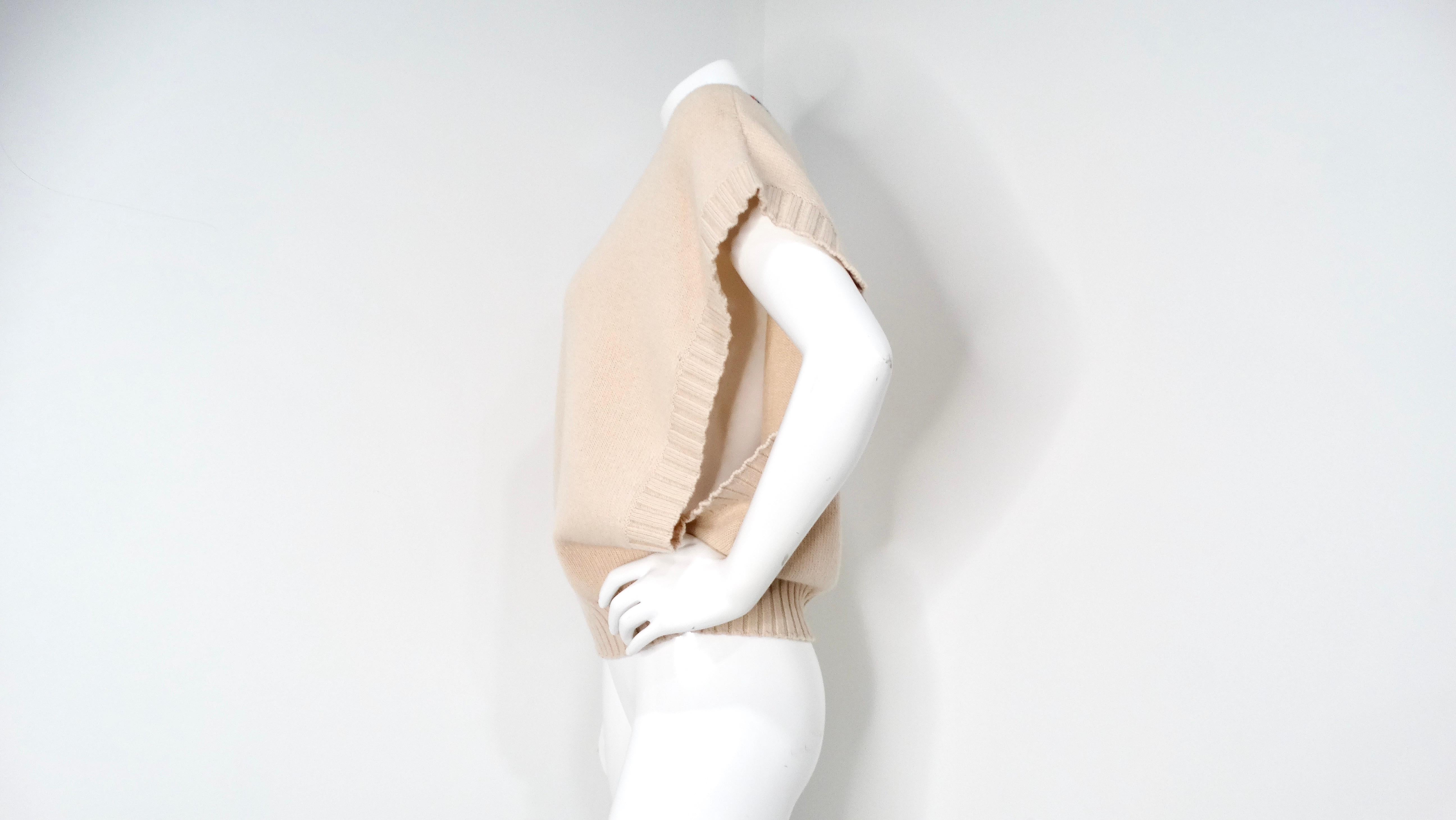 Gucci Chaleco De Lana Beige Con Cuello A Rayas Y Logo GG Entrelazado Bordado en venta 1