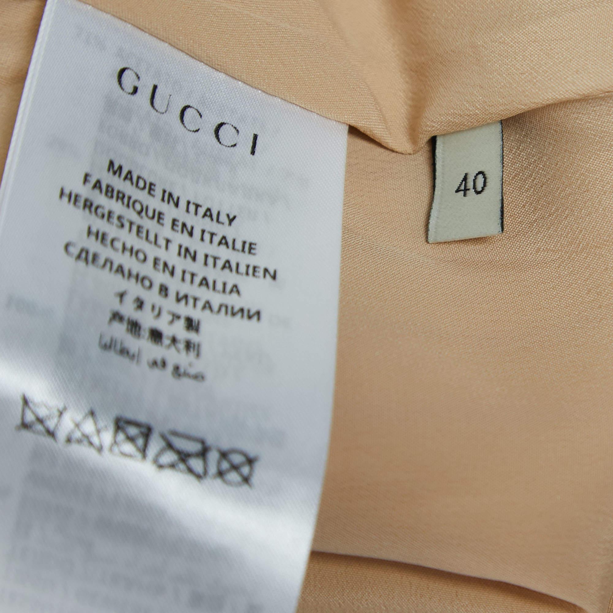 Women's Gucci Beige Striped Wool Horsebit Belt Detailed Midi Skirt S