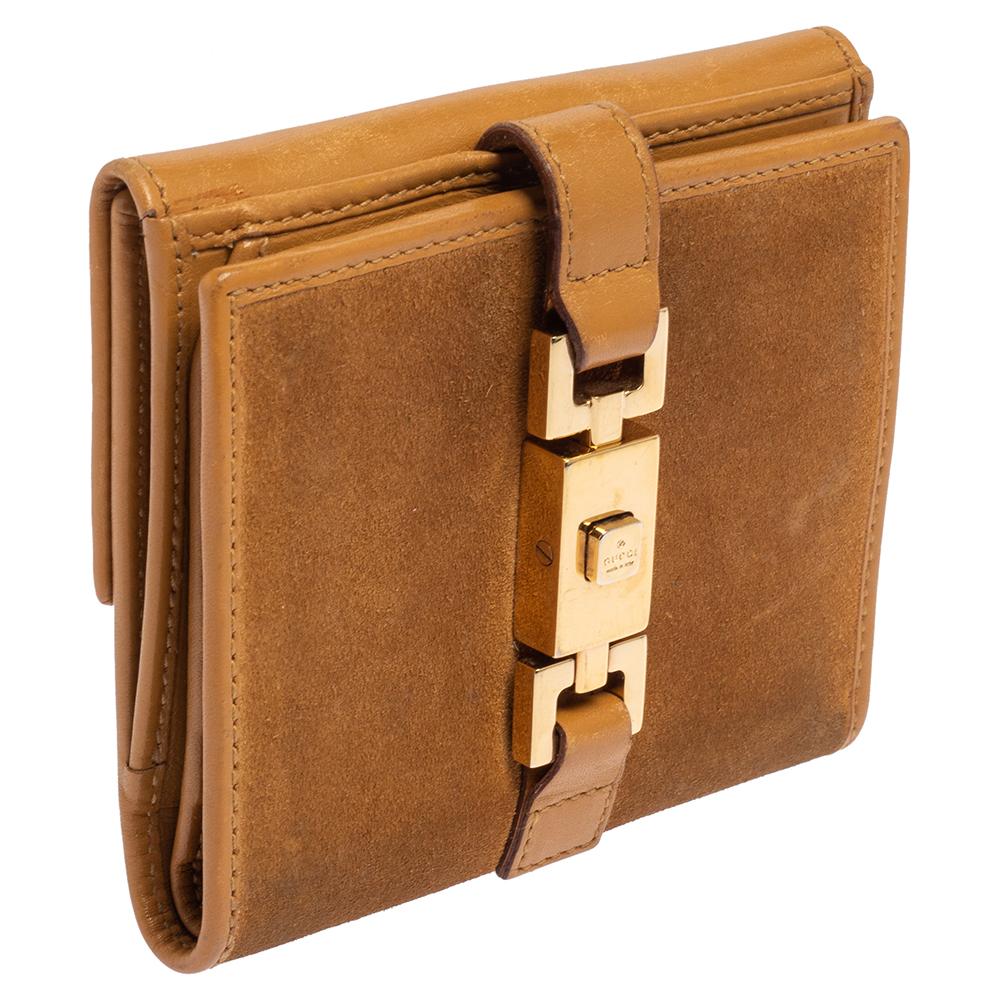 Jackie Geldbörse aus Wildleder und Leder in Beige von Gucci Damen