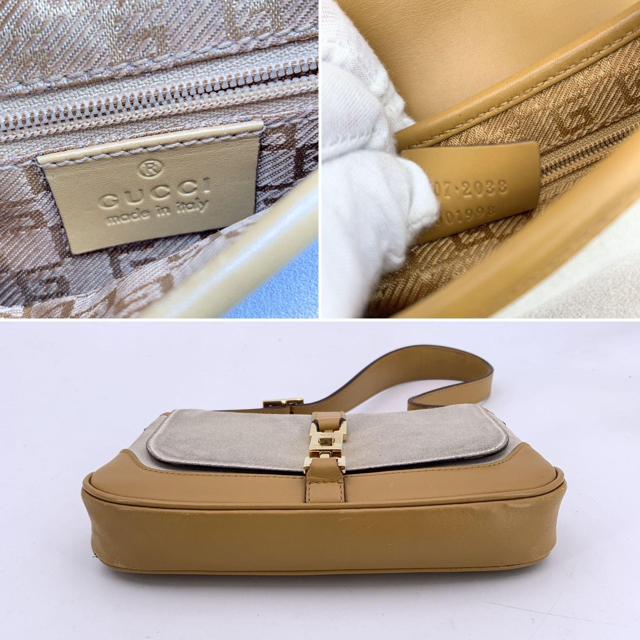 Gucci Beige Suede and Leather Mini Flap Jackie Bag Tom Ford Era For Sale 2