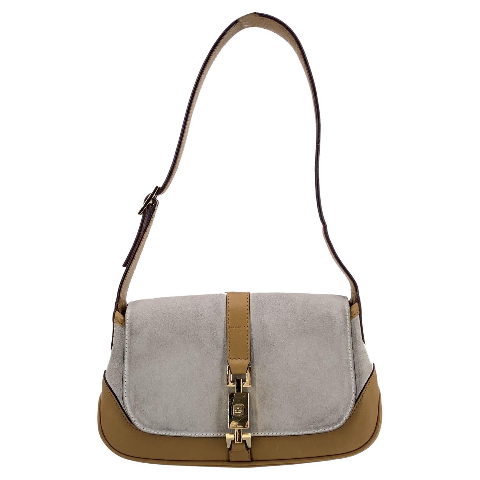 Gucci Beige Suede and Leather Mini Flap Jackie Bag Tom Ford Era For Sale