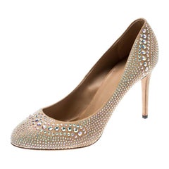 Gucci Beige Suede Crystal Studded Pumps Size 41