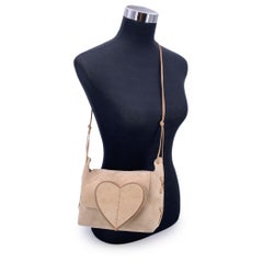 Gucci Beige Suede Heart Shoulder Crossbody Bag