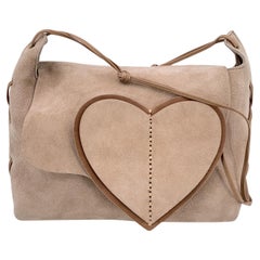 Gucci Beige Suede Heart Crossbody Bag