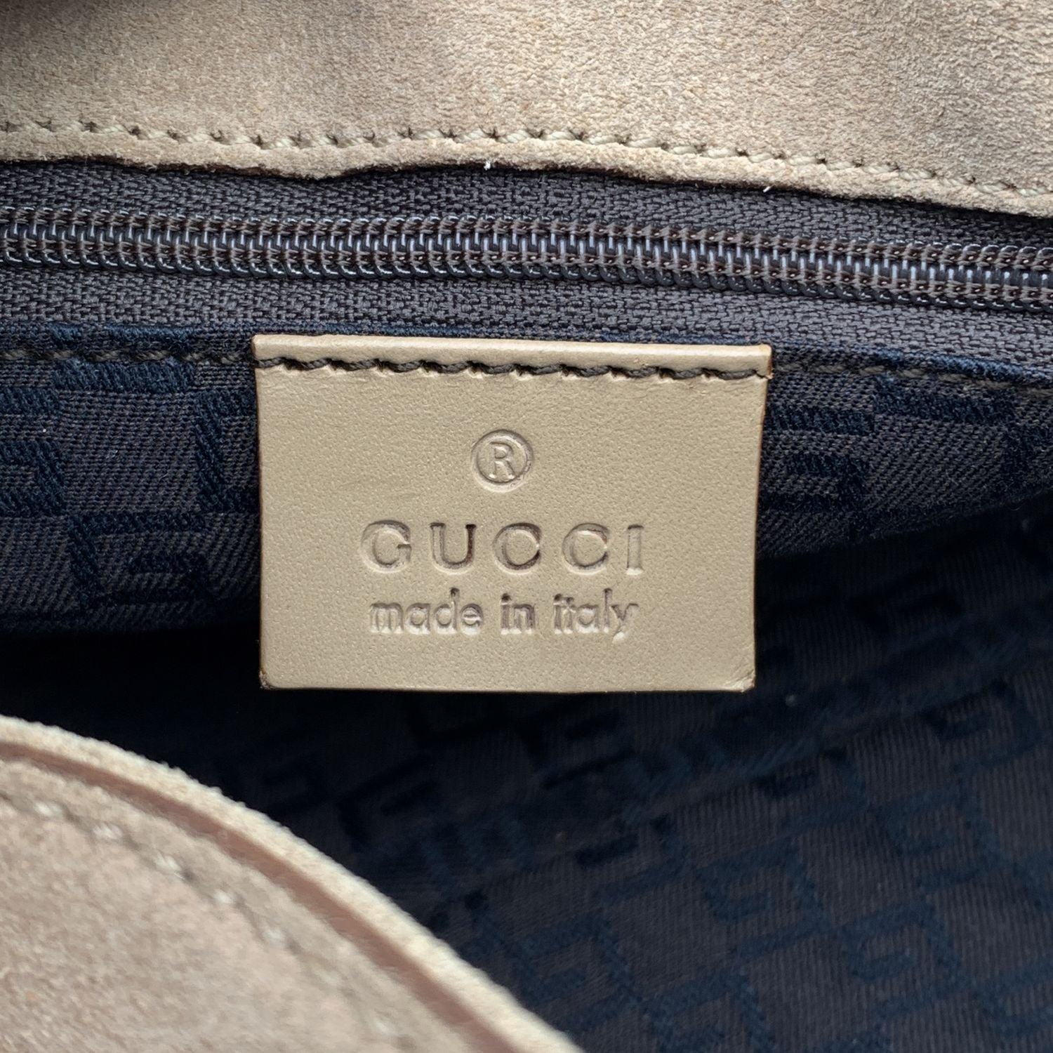 Gucci Beige Suede Horsebit Detailing East West Shoulder Bag 1
