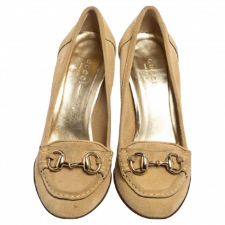  Gucci escarpins en daim beige à mors de cheval, taille 36 Pour femmes 