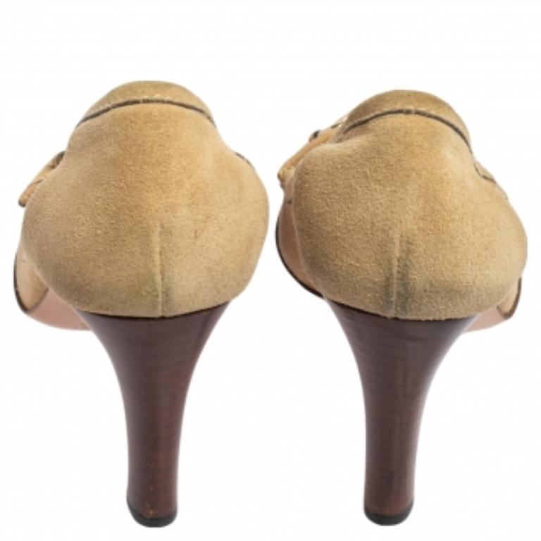 Gucci escarpins en daim beige à mors de cheval, taille 36 2