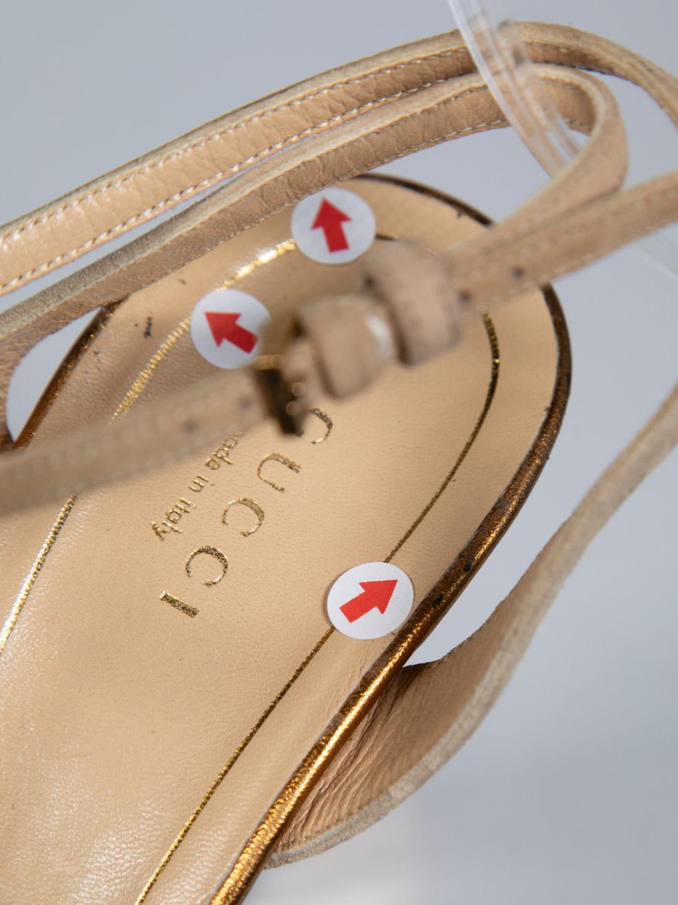 Gucci Beige Suede Peep Toe Sandals Size IT 39.5 For Sale 3