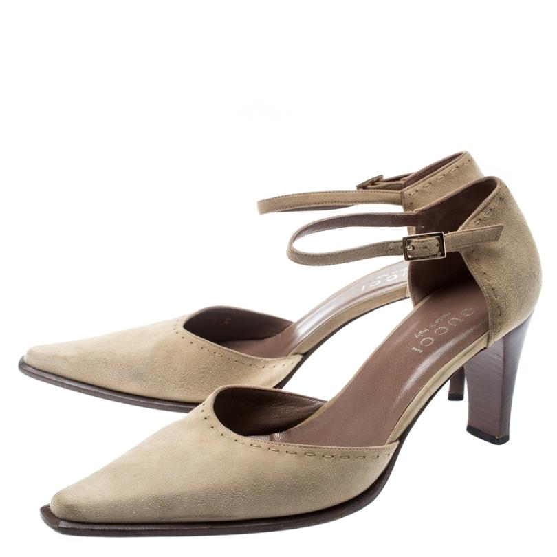 Gucci Beige Suede Pointed Toe D'orsay Pumps Size 38.5 3