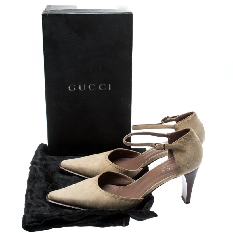 Gucci Beige Suede Pointed Toe D'orsay Pumps Size 38.5 4