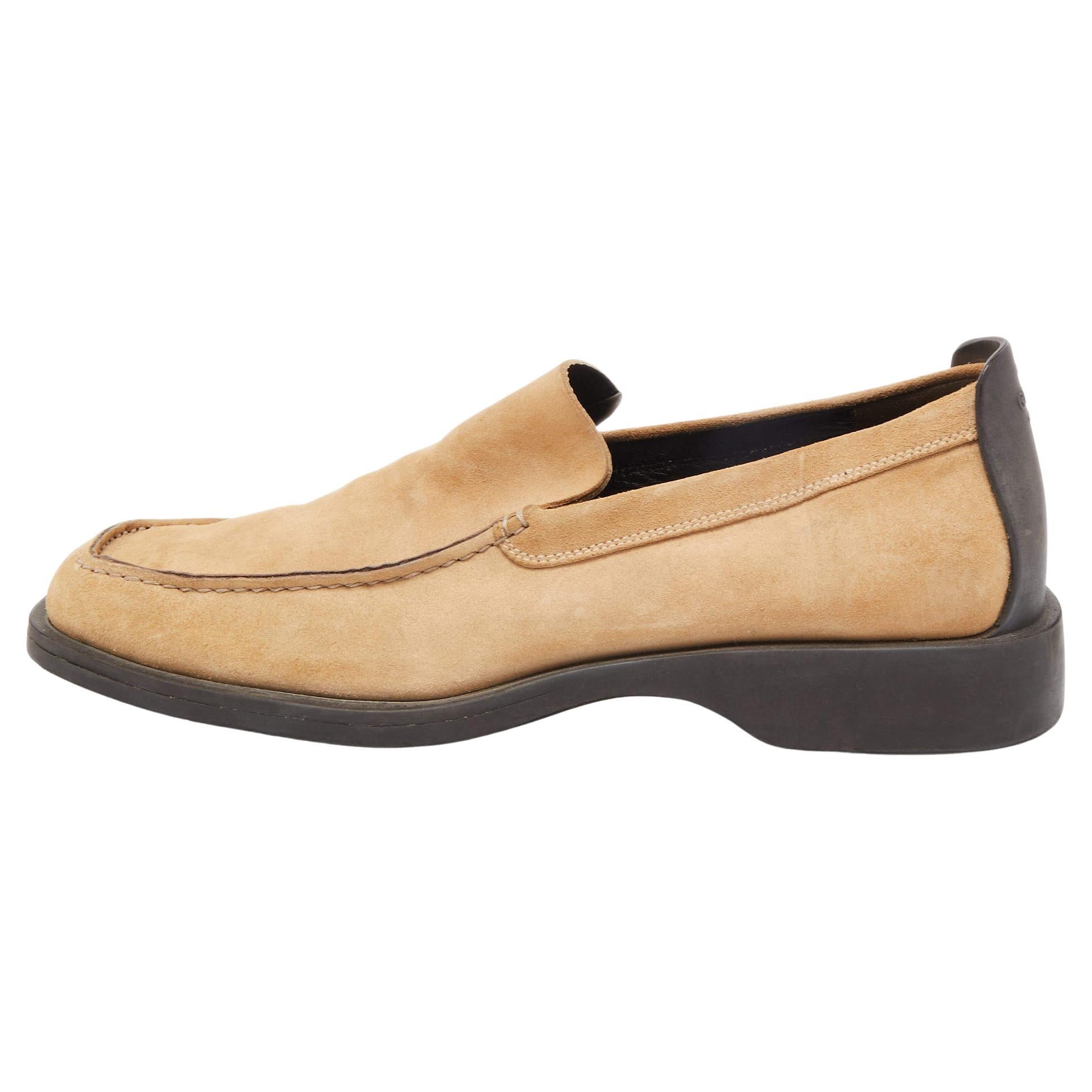 Gucci Beige Suede Slip On Loafers Size 43.5 For Sale
