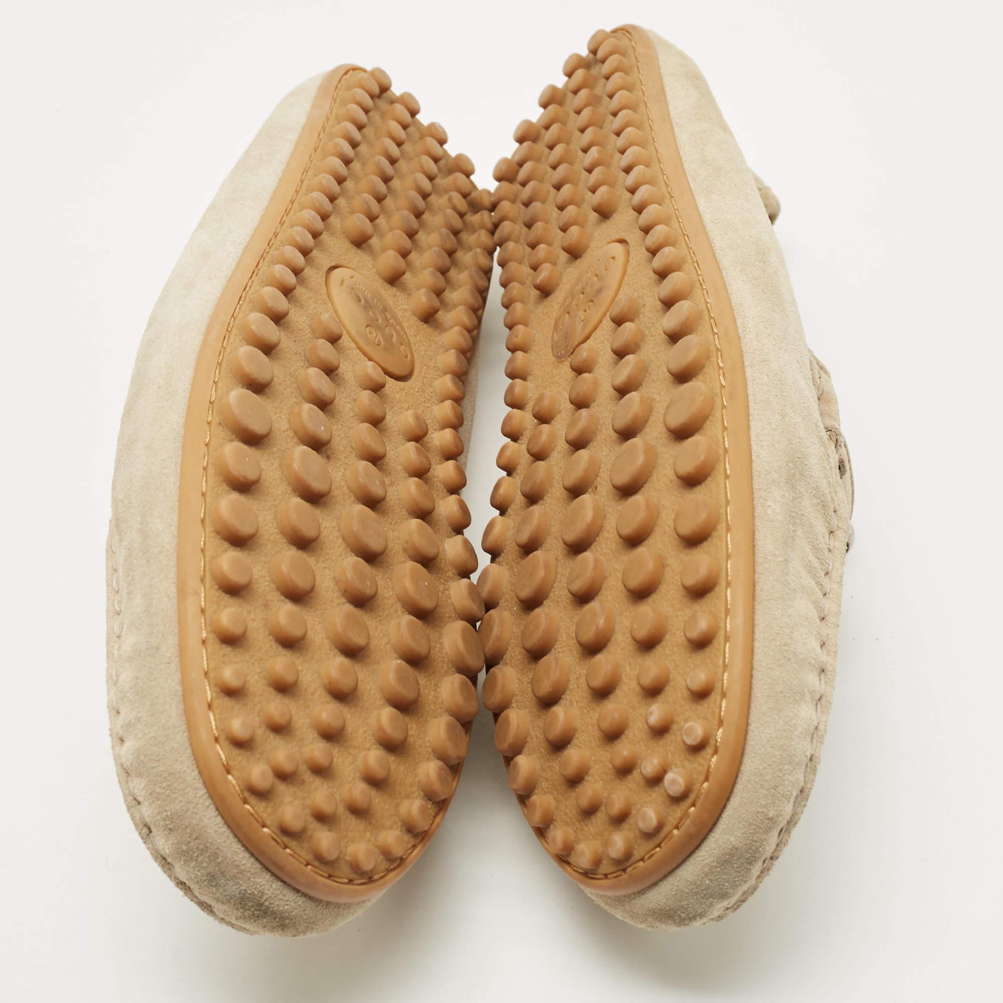 Gucci Beige Suede Web Horsebit Slip On Loafers Size 43 5