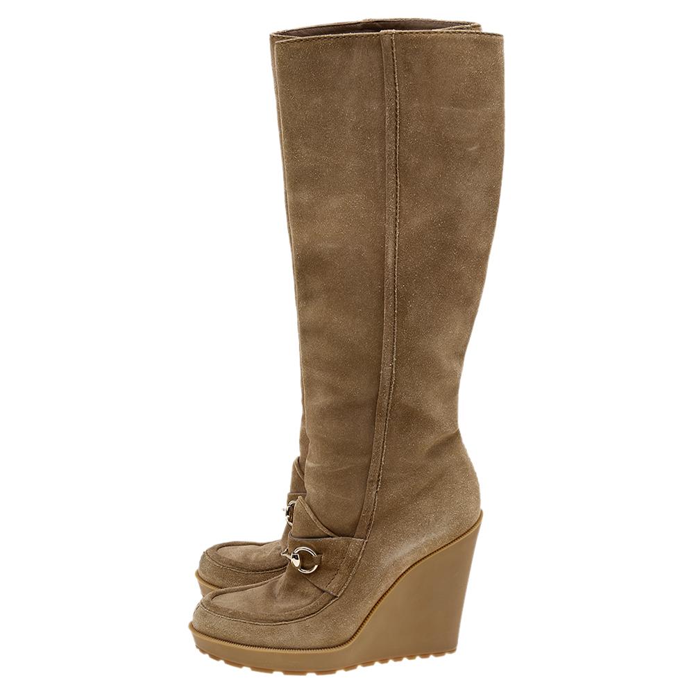 wedge knee high boots