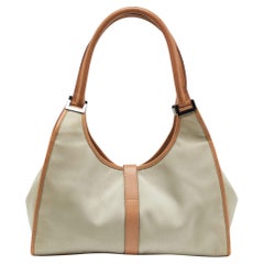 Fourre-tout Jackie en toile et cuir beige/beige de Gucci