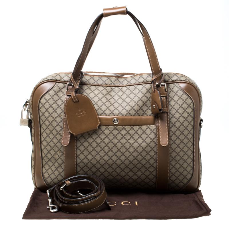Gucci Beige/Tan Diamante Canvas and Leather Zip Pocket Briefcase 5