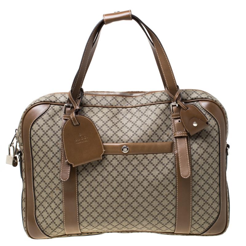 Gucci Beige/Tan Diamante Canvas and Leather Zip Pocket Briefcase 3