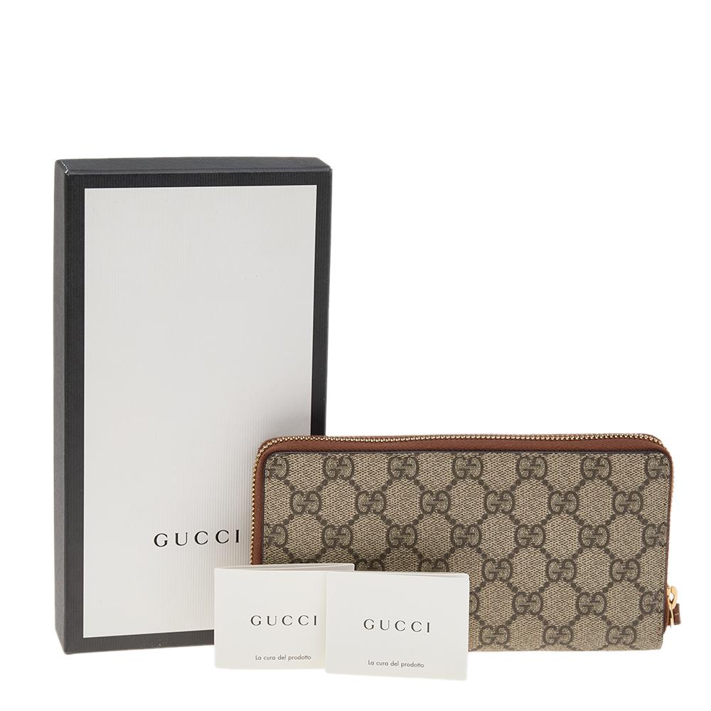 Gucci Beige/Tan GG Supreme Canvas Zip Around Wallet 4