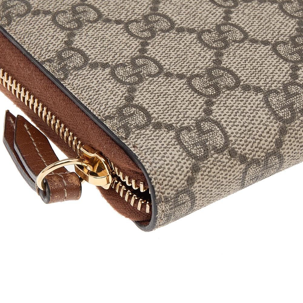 Gucci Beige/Tan GG Supreme Canvas Zip Around Wallet 2
