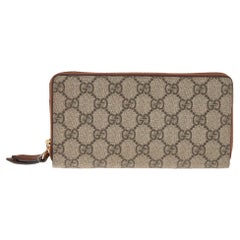 Gucci Beige/Tan GG Supreme Canvas Zip Around Wallet