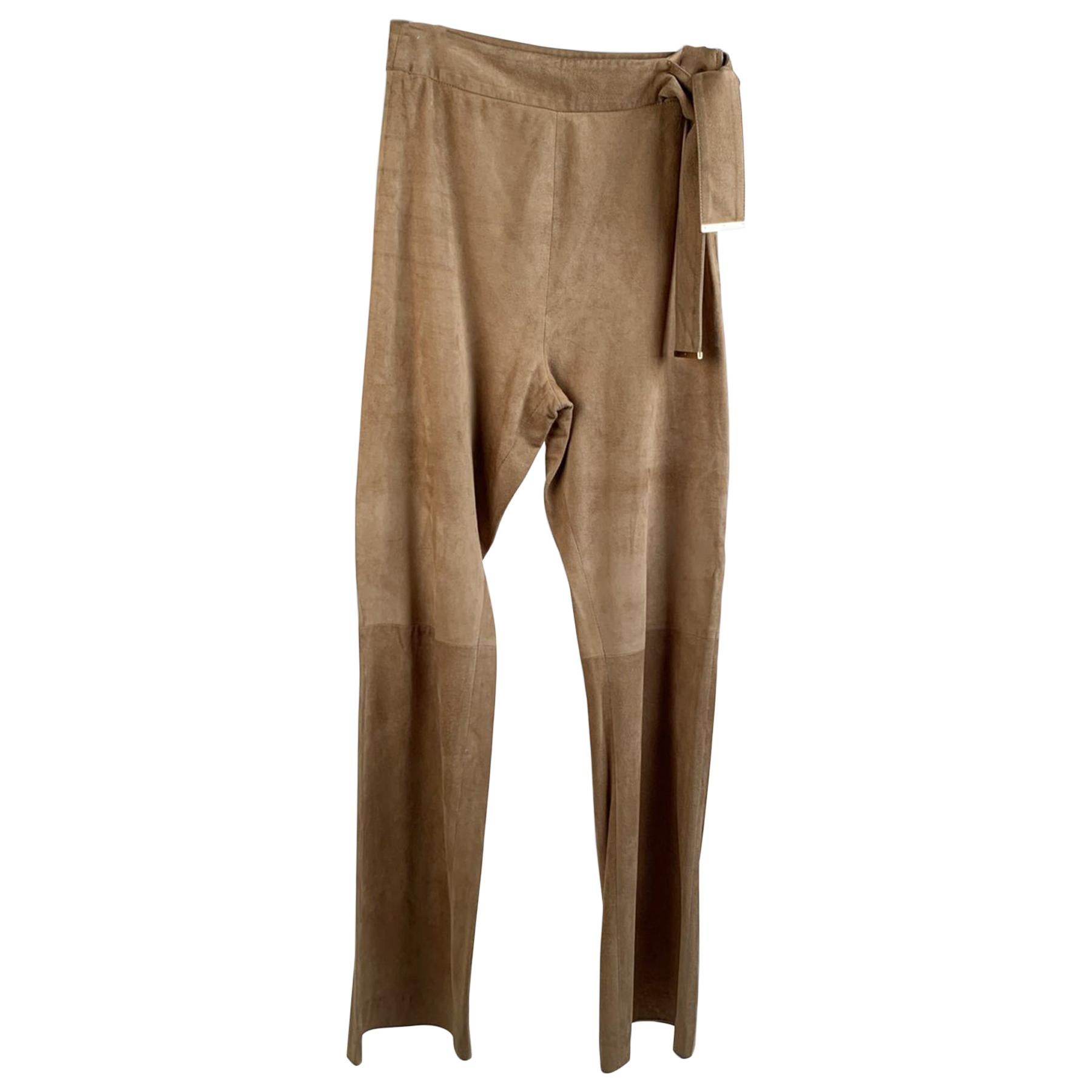 Gucci Beige Tan Suede Pants Trousers Size 40 
