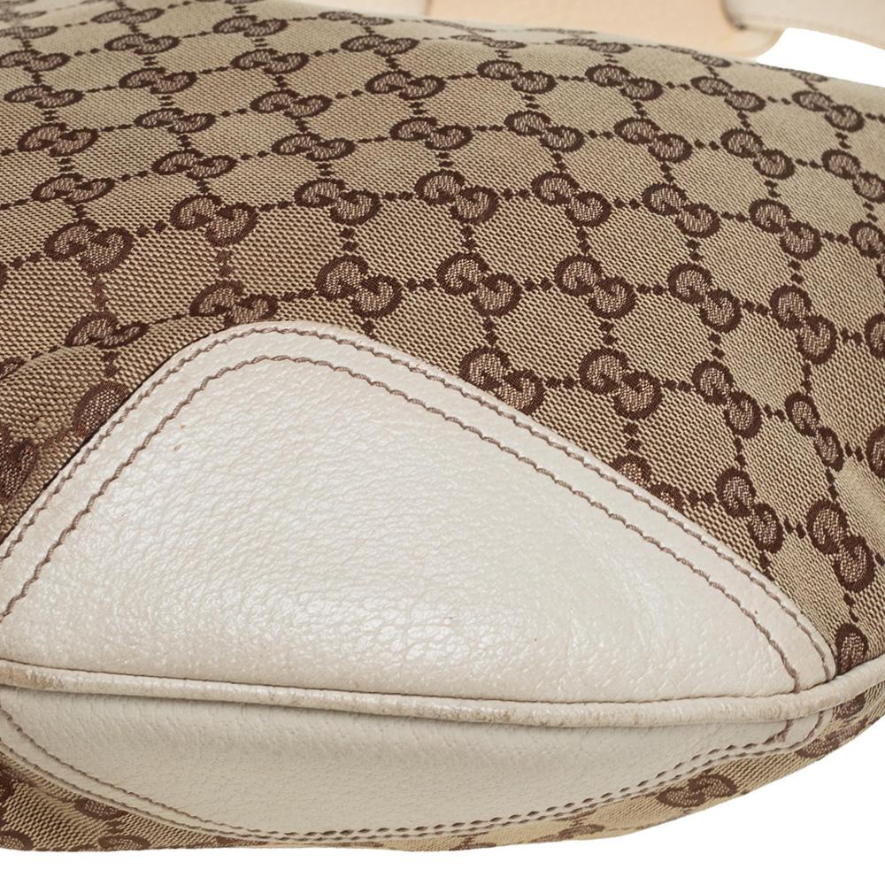 Gucci Beige/White GG Canvas and Leather Large Princy Hobo 5
