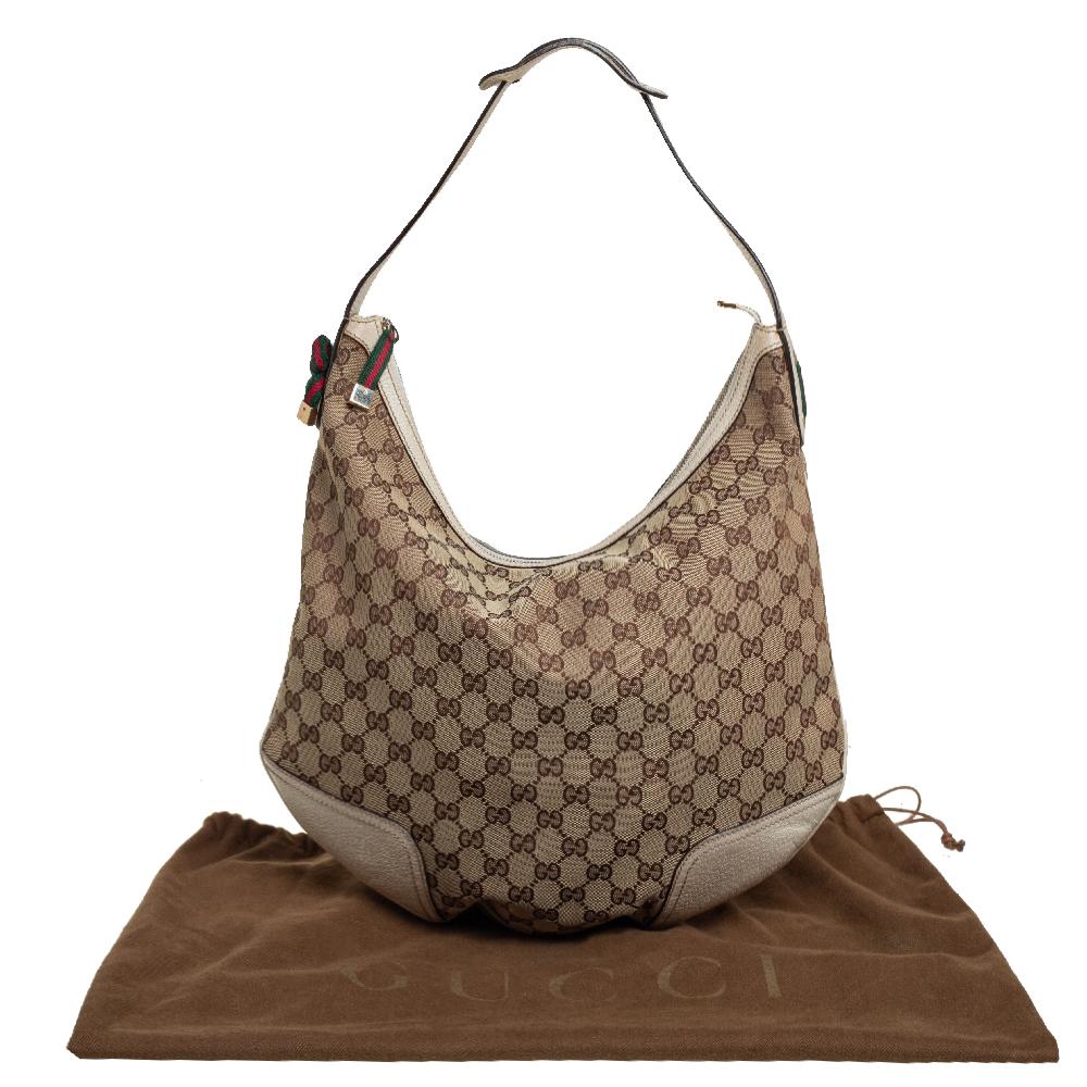 Gucci Beige/White GG Canvas and Leather Large Princy Hobo 6