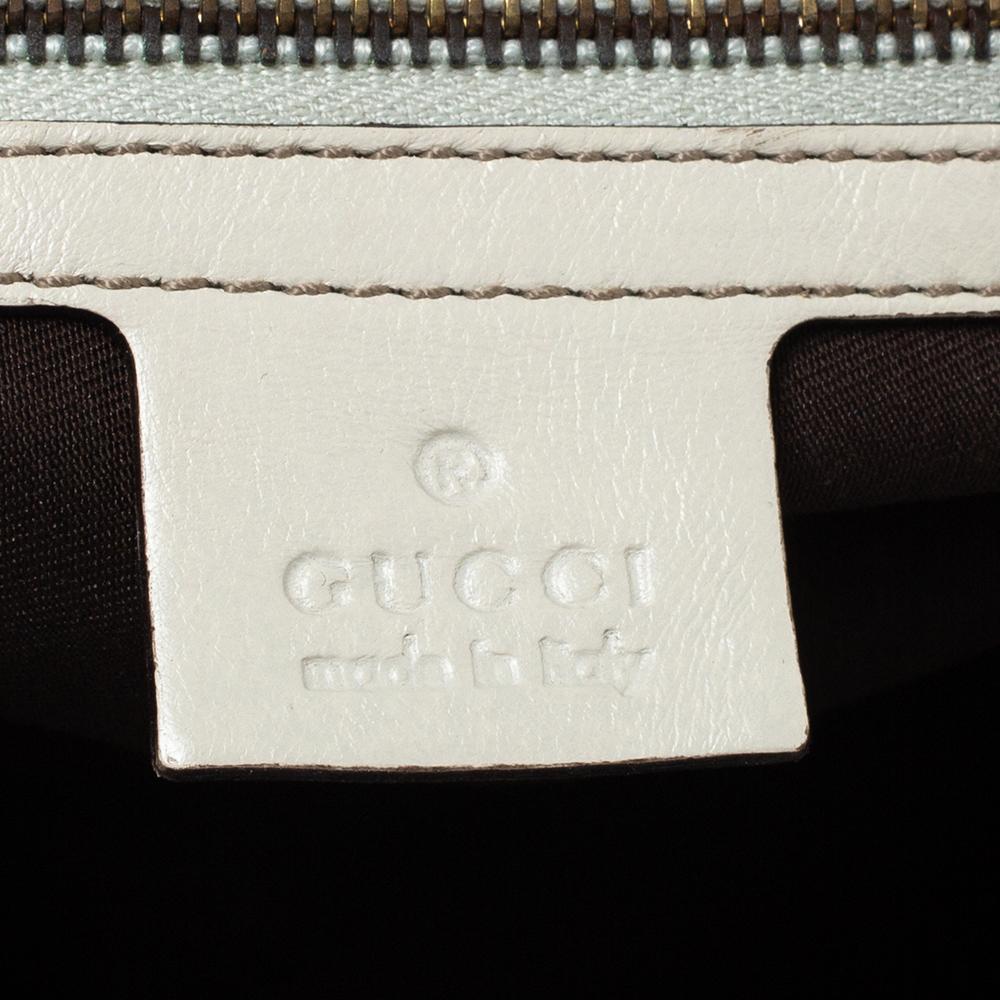 Gucci Beige/White GG Canvas and Leather Medium Horsebit Nail Dome Satchel 6