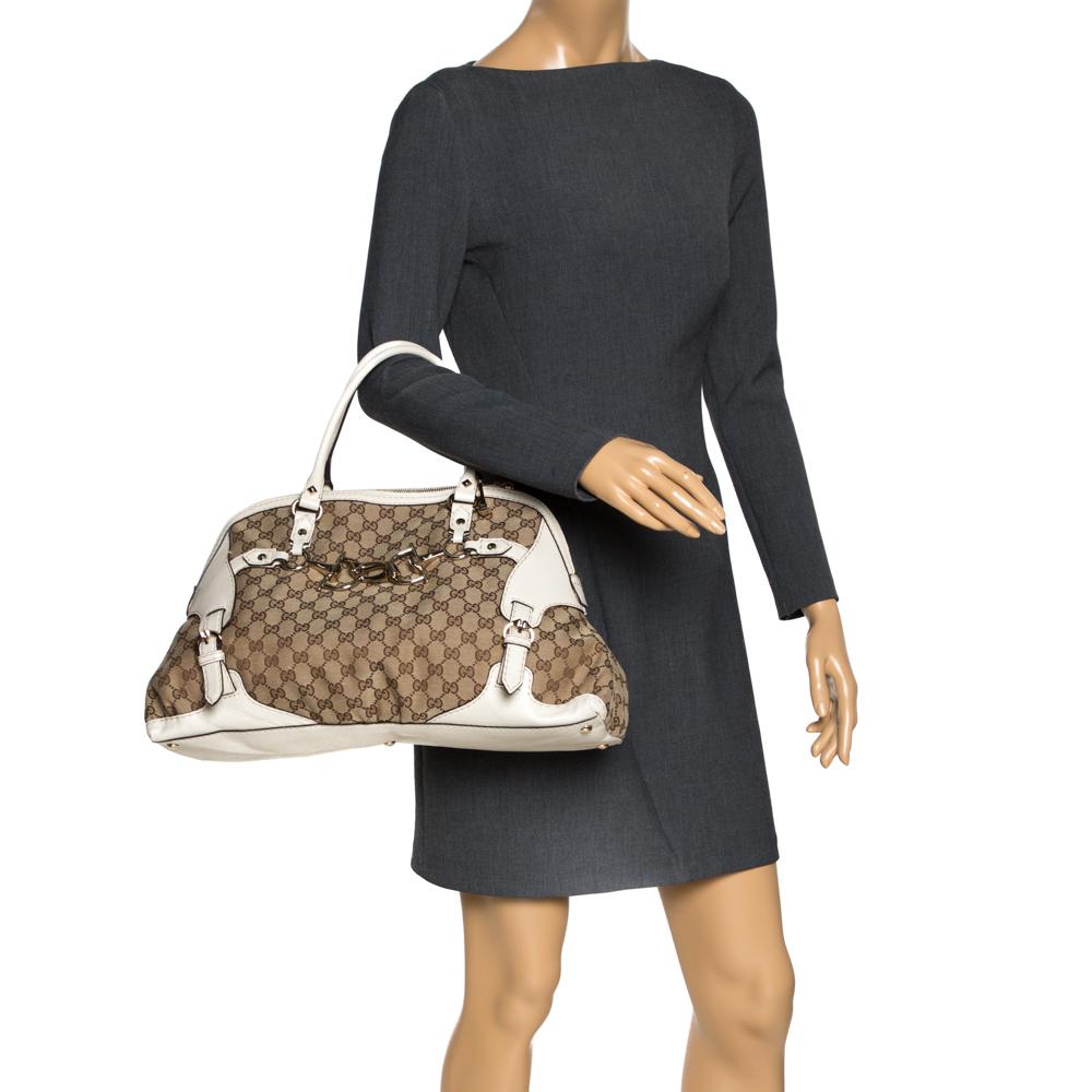 gucci medium canvas satchel - beige