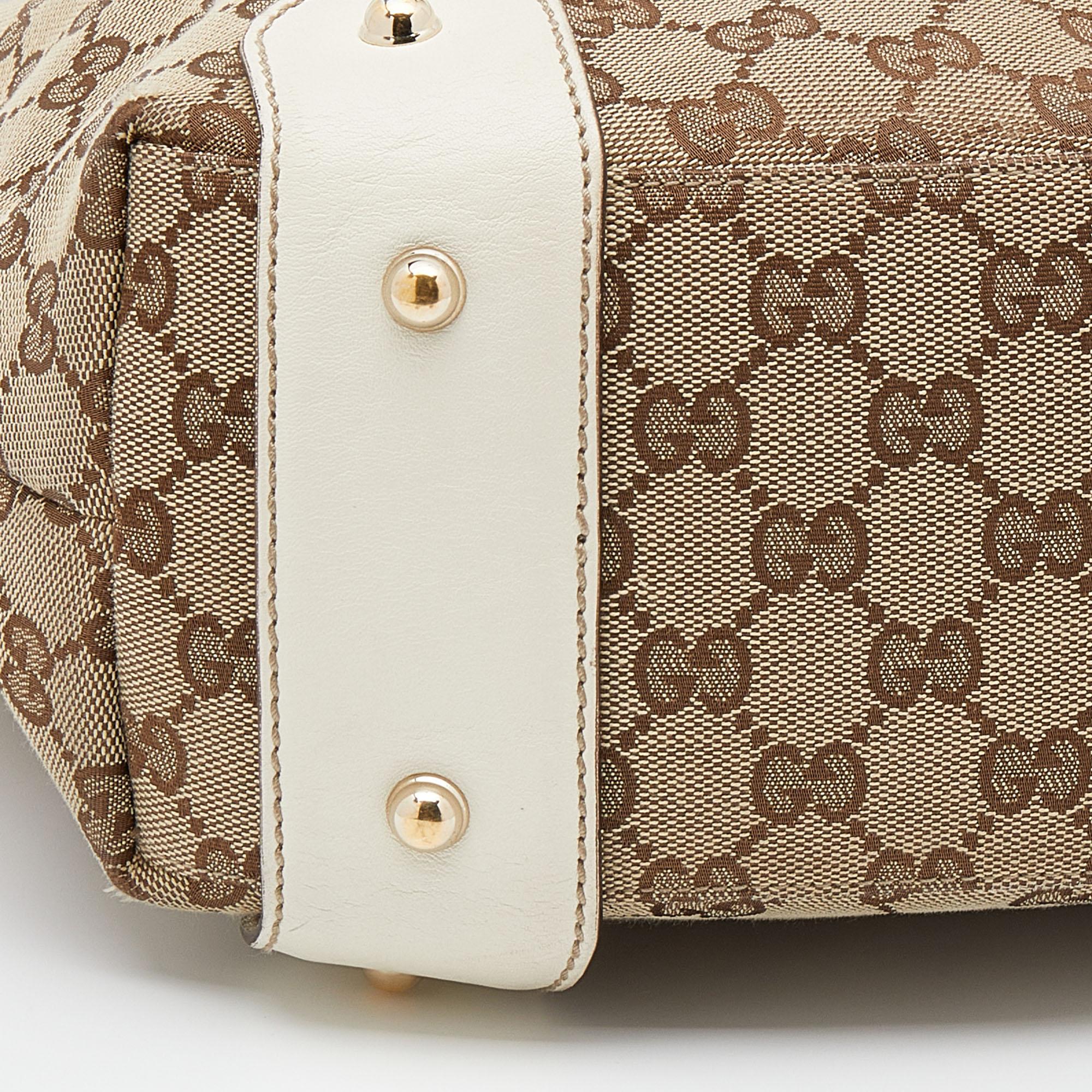 Gucci Beige/White GG Canvas And Leather Pelham Medium Shoulder Bag 2