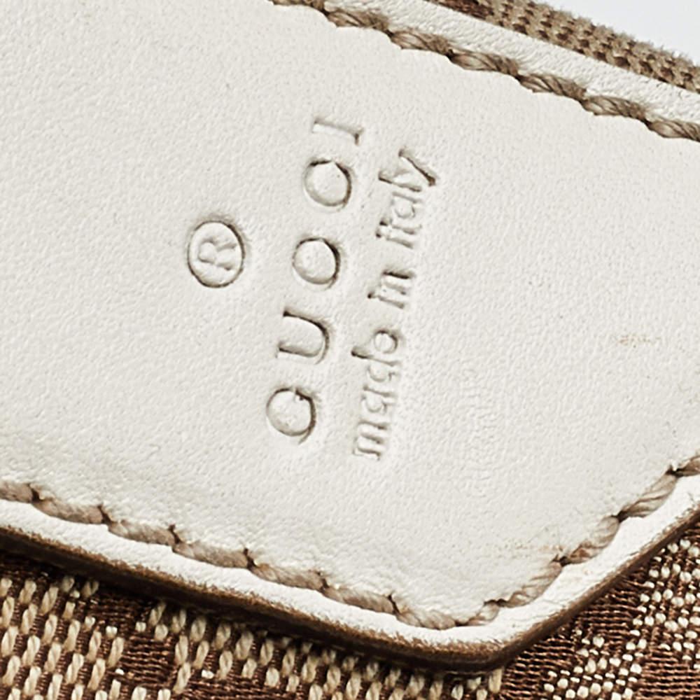 Gucci Beige/White GG Signature Canvas And Perforated Leather Messenger Bag 2