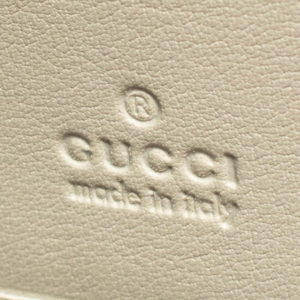 Gucci Beige White Guccissima Leather Zip Around Wallet 4