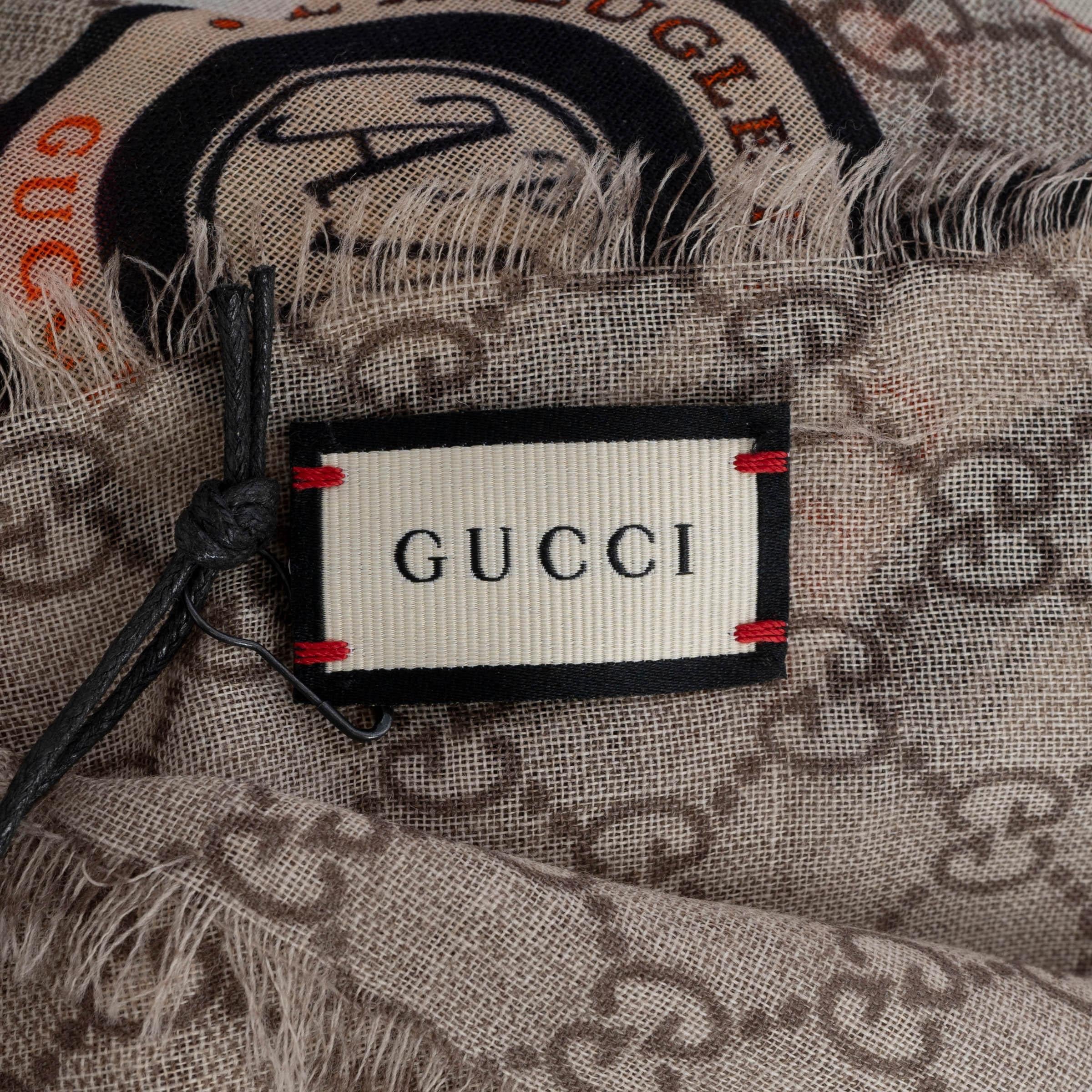 Beige GUCCI beige wool 2019 COURRIERE Shawl Scarf