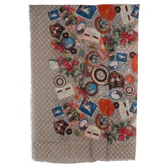 GUCCI beige wool 2019 COURRIERE Shawl Scarf