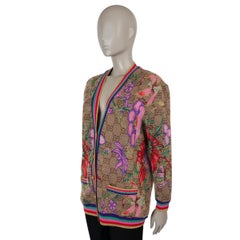 GUCCI beige wool 2019 FLORA RAINBOW GG JACQUARD Cardigan Sweater S