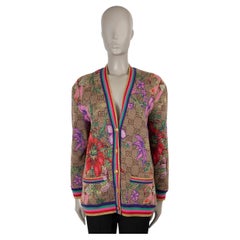 GUCCI beige wool 2019 FLORA RAINBOW GG JACQUARD Cardigan Sweater S