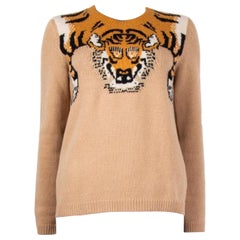 GUCCI beige wool TIGER JACQUARD Sweater L at 1stDibs | gucci tiger sweater, tiger  sweater gucci