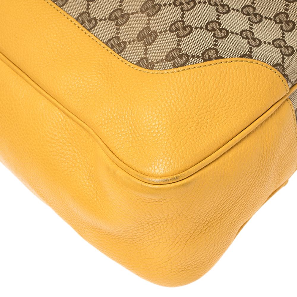 Gucci Beige/Yellow GG Canvas and Leather Bamboo Diana Shoulder Bag 3