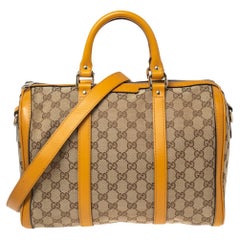 Gucci Beige/Yellow GG Canvas and Leather Medium Boston Bag