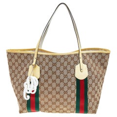 Gucci Beige/Yellow GG Canvas And Patent Leather Large Jolie Tote