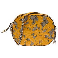 Gucci Beige/Yellow GG Supreme Canvas And Leather Arabesque Mini Chain Bag