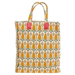 GUCCI beige yellow PIGNA canvas GUCCI GARDEN Tote Bag