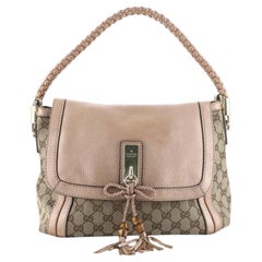 Gucci Bella Flap Shoulder Bag GG Canvas with Leather Medium