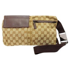 Vintage Gucci Belt Bum Monogram Fanny Pack Waist Pouch 235975 Brown Gg Canvas Cross Body