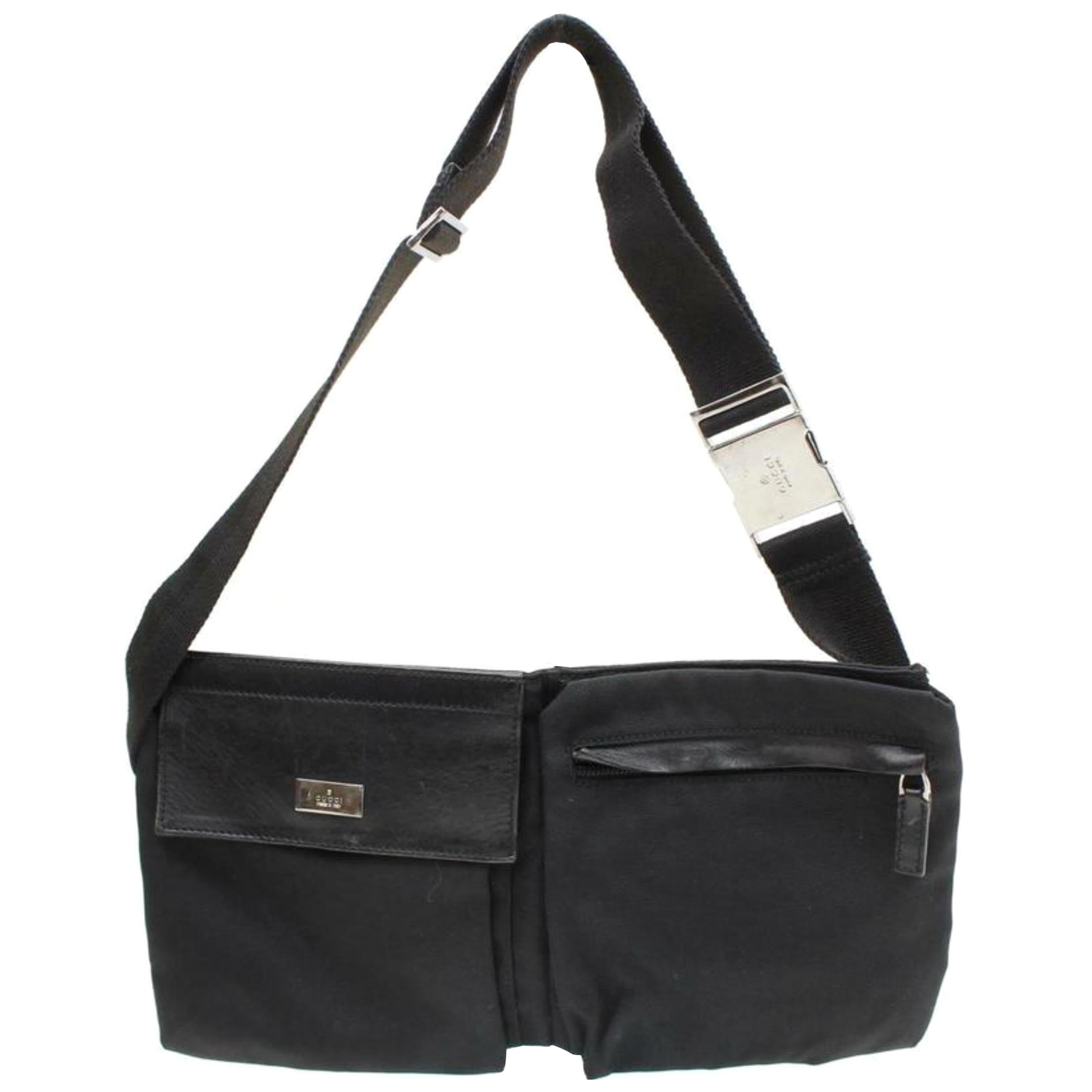 Gucci Belt Fanny Pack Waist Pouch 870045 Black Nylon Cross Body Bag For Sale