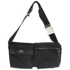Used Gucci Belt Fanny Pack Waist Pouch 870045 Black Nylon Cross Body Bag