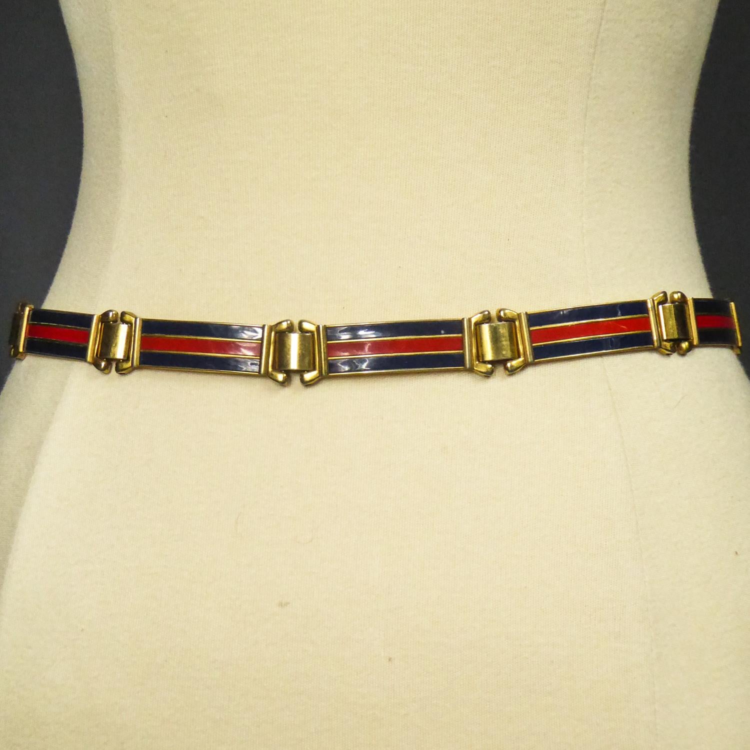 Gucci Belt in Brass and Enamel Circa 1980 4